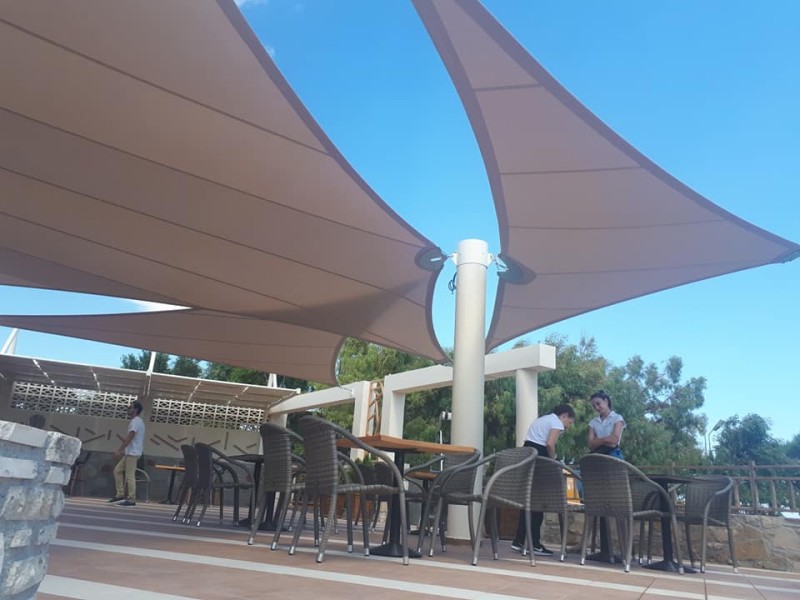 Fabric architecture @ Koralli Pool bar, Ierapetra,  Crete