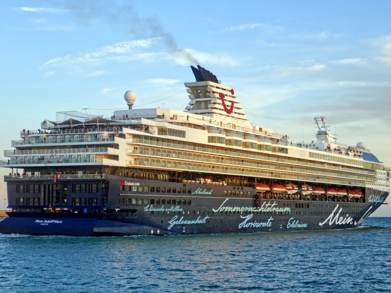 Tensile membrane structure @ Mein Schiff Herz cruise ship of TUI