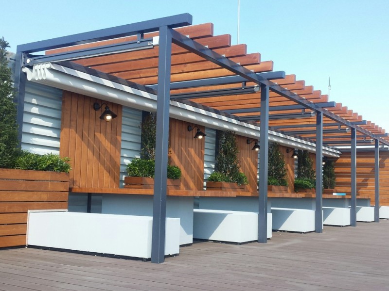 Morotised folding roof @ ΟΠΑΠ Building, roof-garden, Athens
