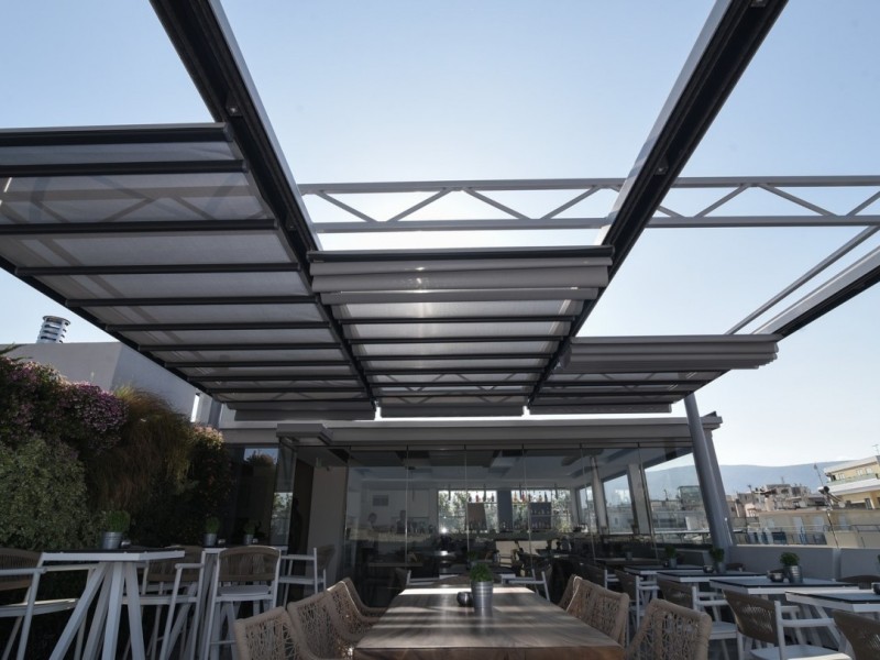 Folding-roof pergola systems @ Centrale Hotel, Syntagma, Athens