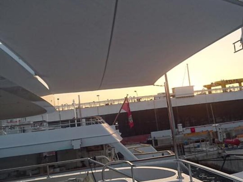 Umbrellas and Sun-Sails @ 'My Eden' mega-yacht