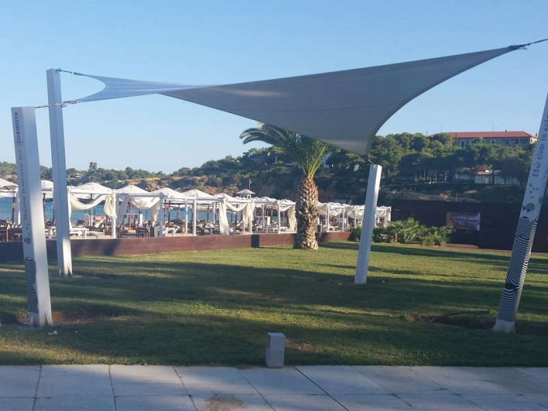 Tensile membrane structure @ Astir beach, Vouliagmeni