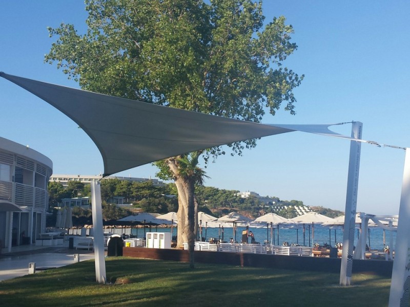 Tensile membrane structure @ Astir beach, Vouliagmeni