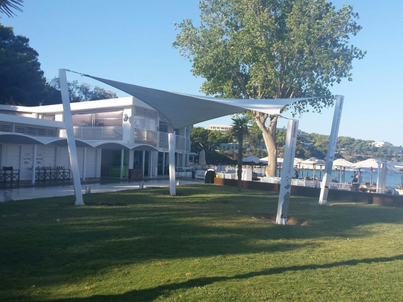 Tensile membrane structure @ Astir beach, Vouliagmeni