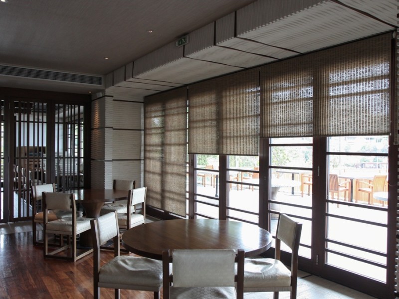 Natural fabric roller blinds @ Matsuhisa, Four Seasons, Vouliagmeni