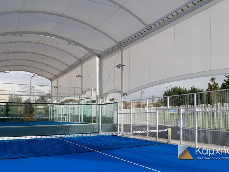 Tensile membranes for side closings @ Vibora Padel courts, Athens