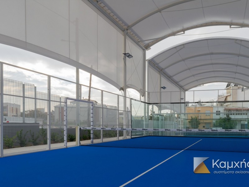 Tensile membranes for side closings @ Vibora Padel courts, Athens